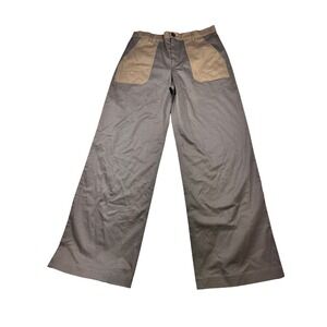 THE KIT Twill Wide Leg Pants Dark Olive 10 Women's High Rise Stretch Trouser NWT